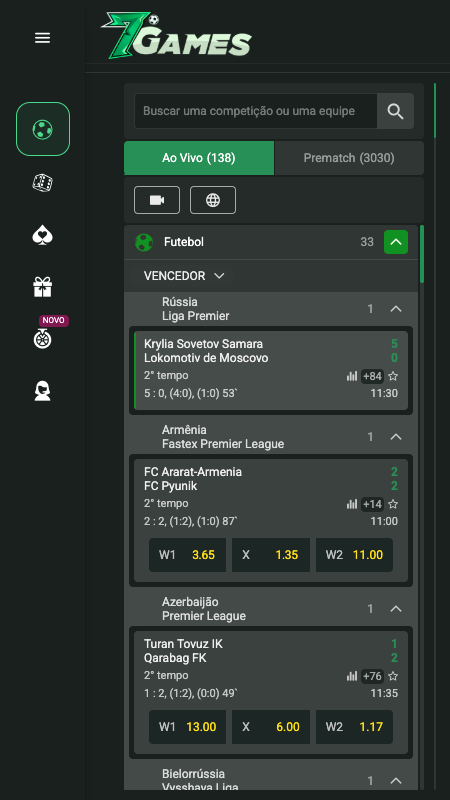 7Games Bookmaker Homepage