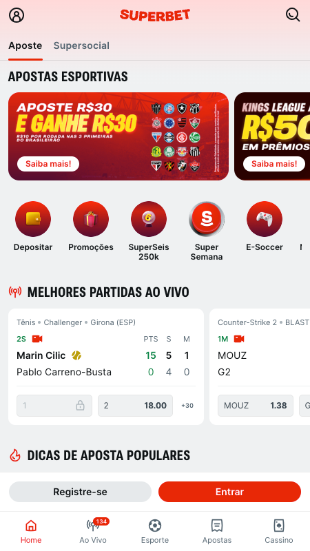 SuperBet Bookmaker Homepage
