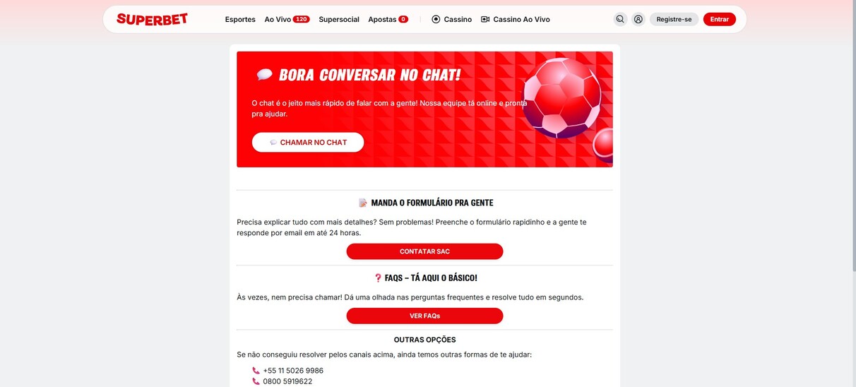 Servizo Cliente Superbet Brazil