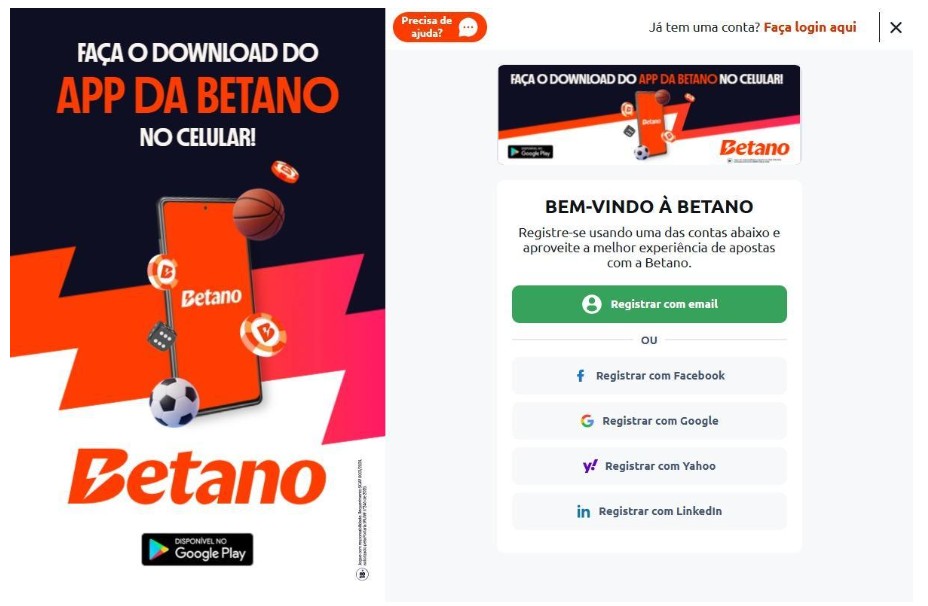 Betano Brasil Apostas Registro Passo 2