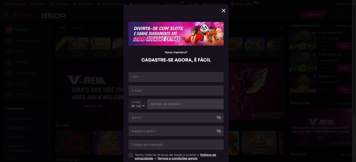 VBet Brazil Apostas Esportivas Registro