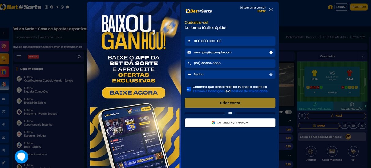 Bet da sorte Registre-se Brazil Apostas Esportivas pc