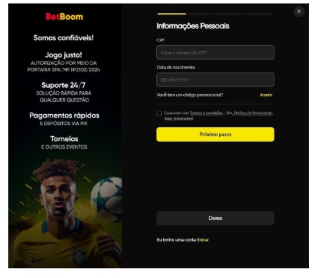 Betboom Brazil Cadastrarse Paso2