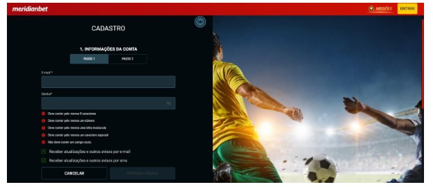 Meridianbet Esportes Brazil Cadastrarse Paso2